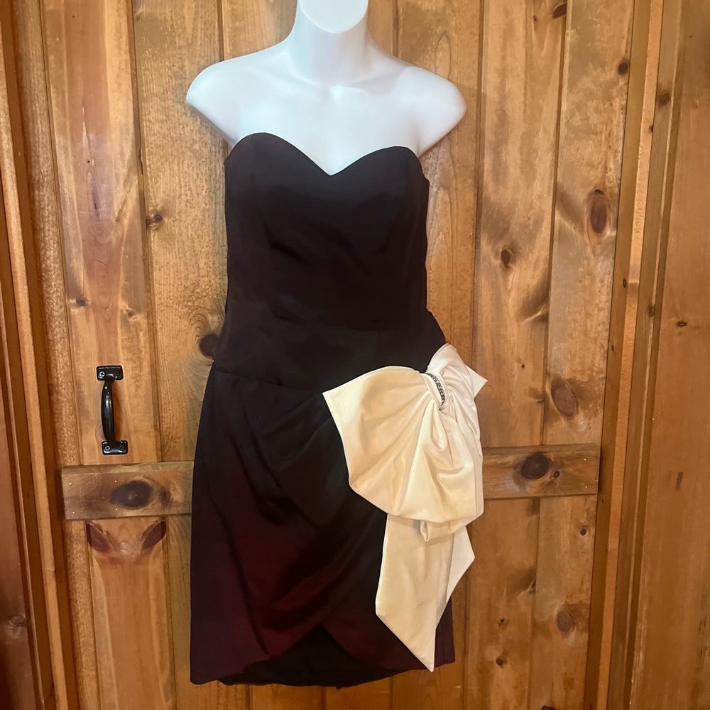 Iridescent fabric Eggplant color custom party dress size SMALL /large bow 2018